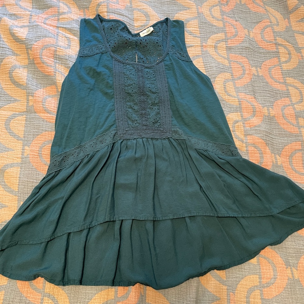 Anthropologie Meadow Rue Eyelet Peplum Tank - Sz L